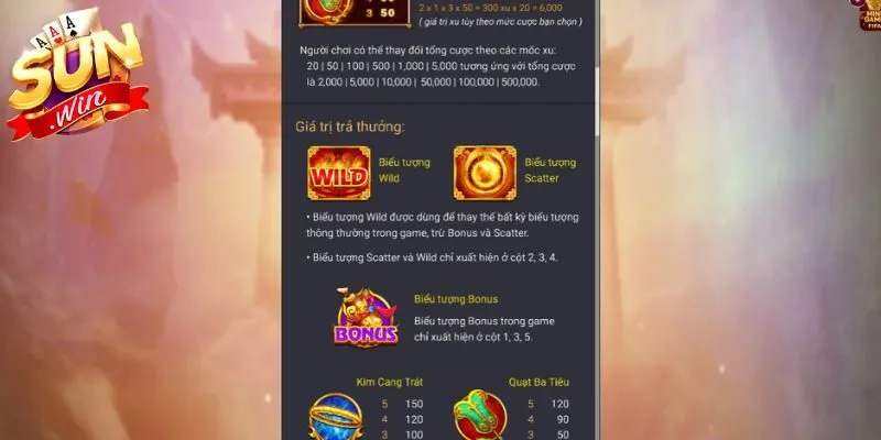 Các mức thưởng trong game rất hấp dẫn